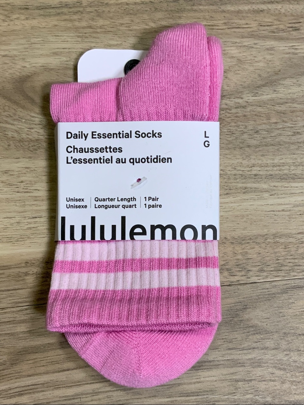 lululemon athletica Pink Striped Quarter-Length Casual Socks